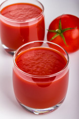 Tomato juice in a glass.