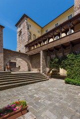 Obraz premium Spello (Perugia), the awesome medieval town in Umbria region, central Italy, during the floral competition after the famous Spello's intfiorate.