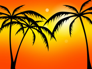 Orange Hello Summer Beach Party Flyer with palm tree and sun 