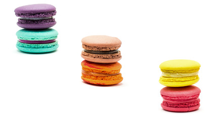 A french sweet delicacy, macaroons variety closeup.