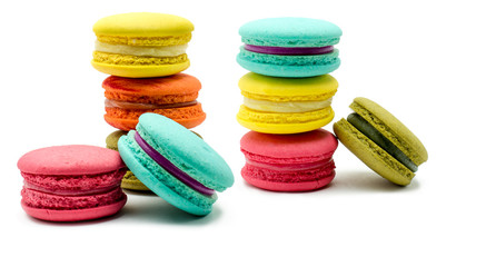 A french sweet delicacy, macaroons variety closeup.