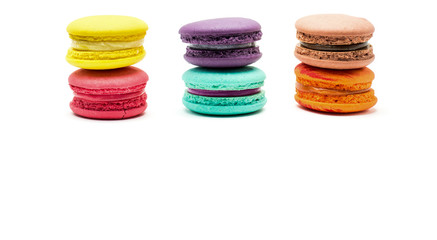 A french sweet delicacy, macaroons variety closeup.