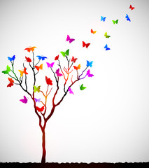 Naklejki  Streszczenie kolorowe tło z motylami