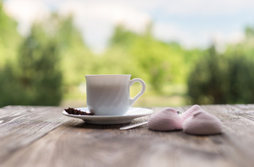 Delicious marshmallow and a cup of tea