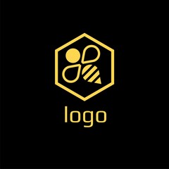 Vector logo bee. Honeycomb logo. bee honey power logos. Business icon for the company. Illustration.
