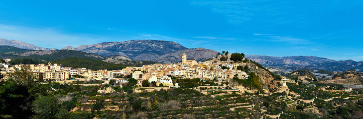 Fototapeta na wymiar Panorama of spanish hillside village Polop de la Marina. Spain