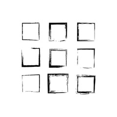 Vector pattern with hand drawn squares. Black and white texture.