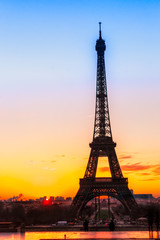 Eiffel tower at sunrise, Paris.