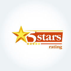 Obraz premium Golden Five stars round logo template. Isolated Vector illustration