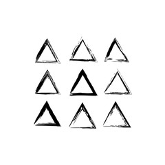 Vector pattern with hand drawn triangles. Black and white texture.