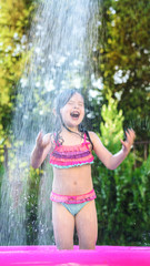 Adorable Little Girl Enjoying Summer Water Activities