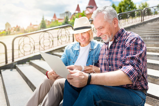 Aged couple enjoying each other