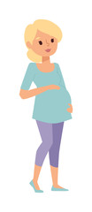 Fototapeta premium Young pregnant woman, pregnancy female belly expecting beautiful future mother character vector. Pregnant woman lifestyle and pregnant women lifestyle happy mathernity woman. Love parent motherhood.