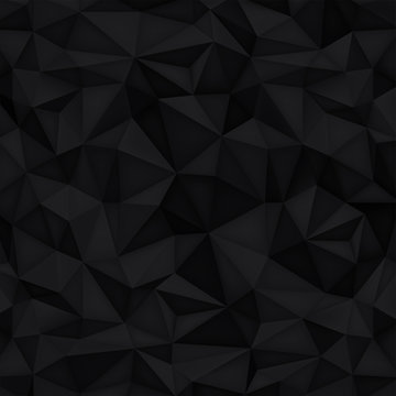 Low polygon shapes background, triangles mosaic, vector design, creative background, templates design, black paper background