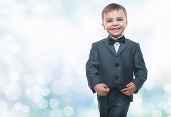 Little boy in a nice suit. Back to school. Children portrait. Stylish man in fashionable suit