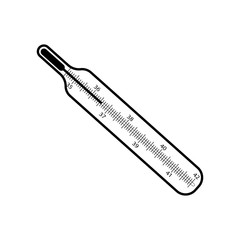 Medical thermometer icon. Black icon on white background.