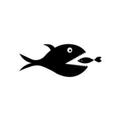 Big fish icon. Black icon on white background.