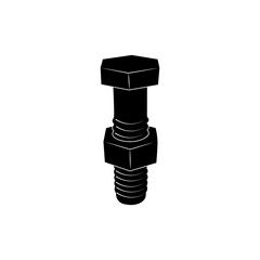 Bolt and nut icon. Black icon on white background.