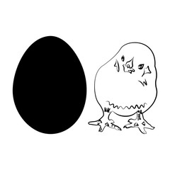 Egg and chicken icon. Black icon on white background.