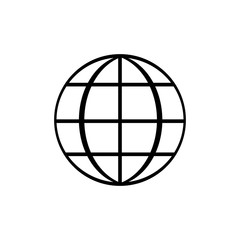 Earth Globe logo icon. Black icon on white background.