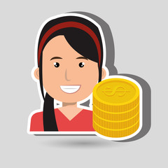 business person with coins  isolated icon design, vector illustration  graphic 