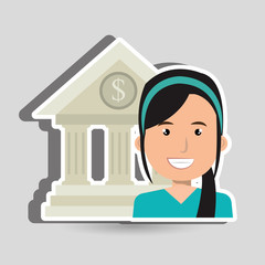 business person with bank building  isolated icon design, vector illustration  graphic 