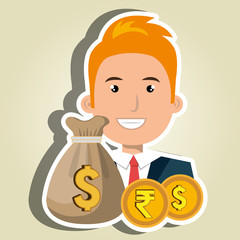 person with dollar and pound sterling isolated icon design, vector illustration  graphic 