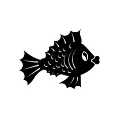 Fish icon. Black icon on white background.