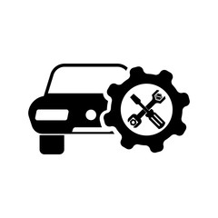 Car service icon. Black icon on white background.