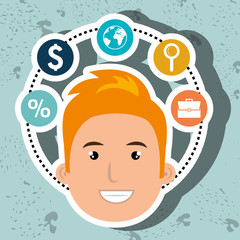 person with set business icon design, vector illustration  graphic 