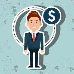 business person with money symbol isolated icon design, vector illustration  graphic 