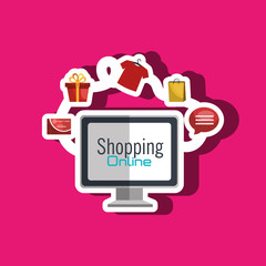 Naklejka premium e-commerce from computer isolated icon design, vector illustration graphic 