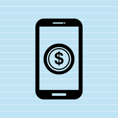 money online from smart phone isolated icon design, vector illustration  graphic 