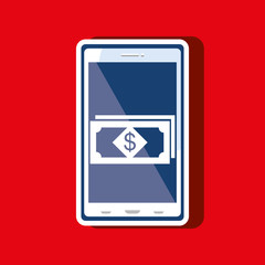 money online from smart phone isolated icon design, vector illustration  graphic 