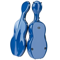 Plastic safety viola case with metal elements, open view. 3D graphic