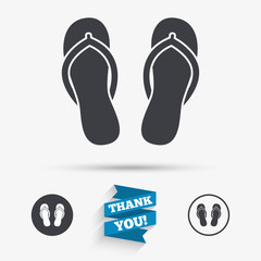 Flip-flops sign icon. Beach shoes.