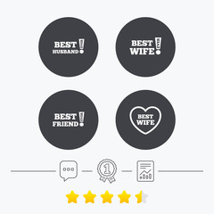 Best wife, husband and friend icons.