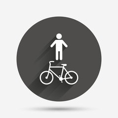 Bicycle and pedestrian trail icon. Cycle path.