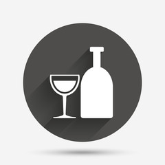 Alcohol sign. Drink symbol. Bottle with glass
