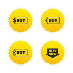 Buy now arrow sign. Online shopping icons.