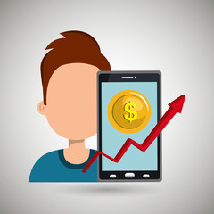 person with economy statistics isolated icon design, vector illustration  graphic 