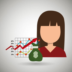 person with economy statistics isolated icon design, vector illustration  graphic 