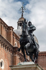 15th century statue of Bartolomeo Colleoni the famous condottiere or commander of mercenaries in Venice, Italy