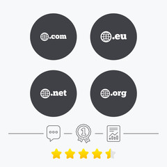 Top-level domains signs. Com, Eu, Net and Org.