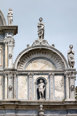 Fototapeta na wymiar Facade of the Scuola Grande di San Marco in Venice, Italy, home to one of the six major sodalities or Scuole Grandi of Venice.