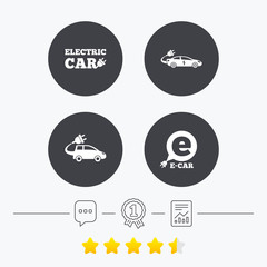 Electric car sign. Sedan and Hatchback transport