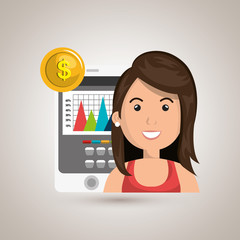 person with economy statistics isolated icon design, vector illustration  graphic 