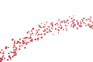3d illustration of red blood cells isolated on white background.