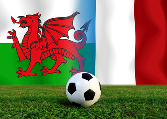 Fototapeta premium Final round between the football national team Welsh and nationa