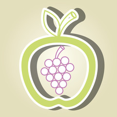 apple fruit with grapes isolated icon design, vector illustration  graphic 
